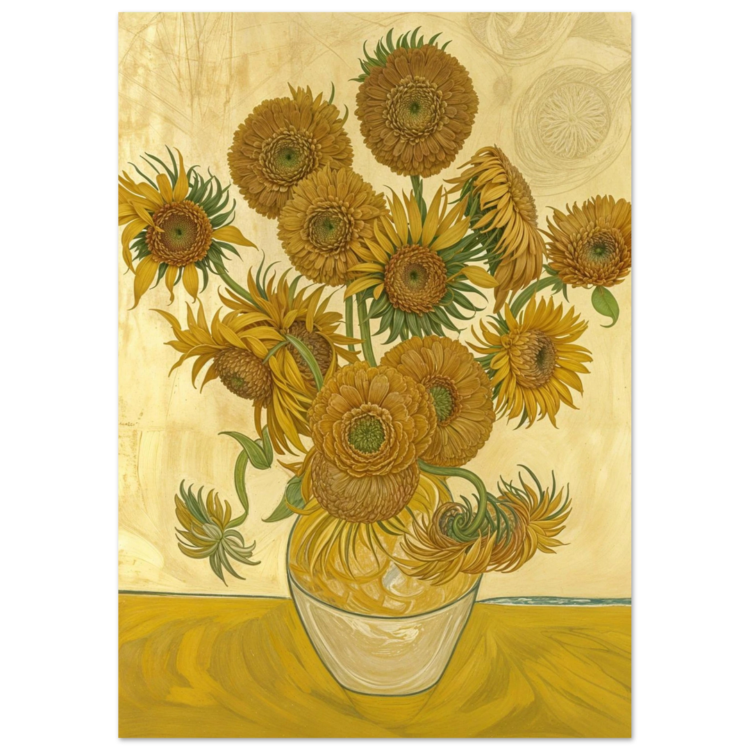 Sunflowers (1888) as an unframed poster, showcasing vivid yellow blooms in Van Gogh's post-impressionist style.