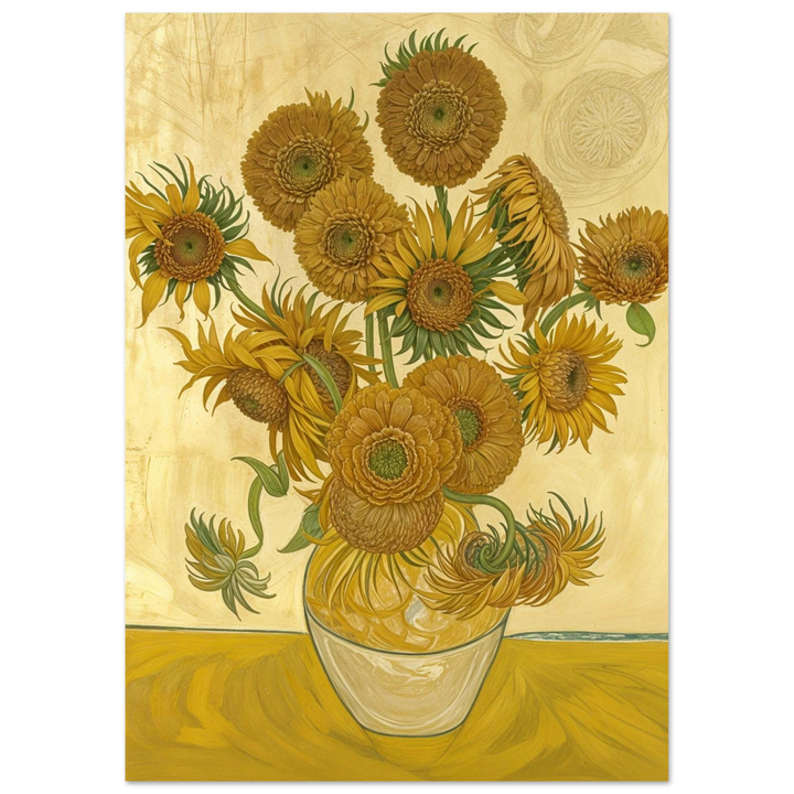 Sunflowers (1888) as an unframed poster, showcasing vivid yellow blooms in Van Gogh's post-impressionist style.