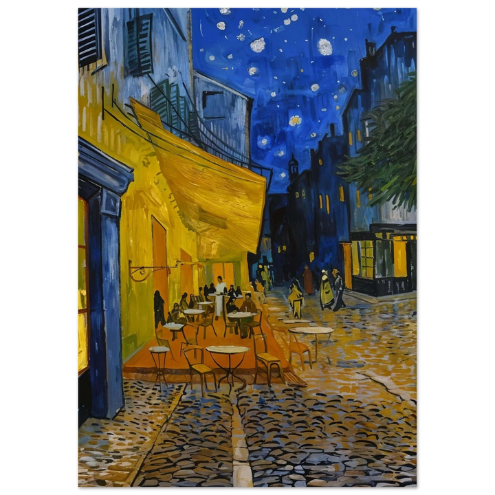 Café Terrace at Night as an unframed poster, radiating golden light and cobblestone charm.