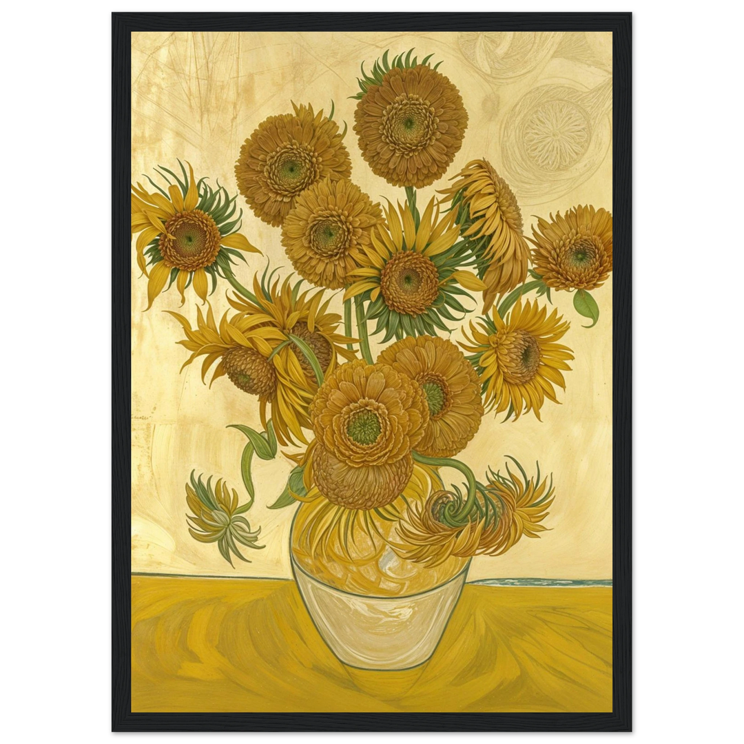 Sunflowers (1888) in a sleek black frame, adding bold contrast to contemporary spaces.