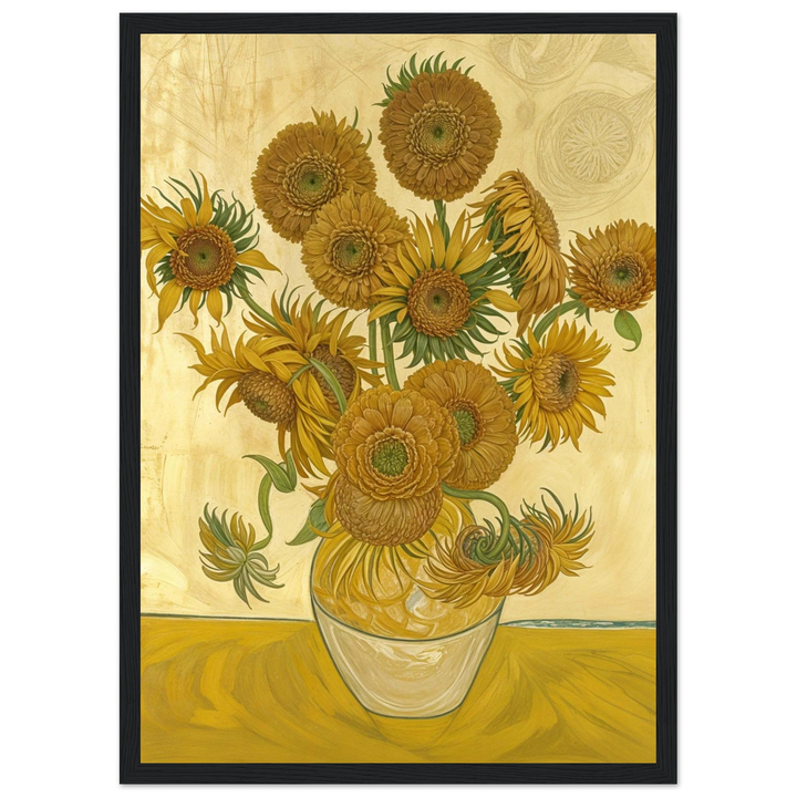 Sunflowers (1888) in a sleek black frame, adding bold contrast to contemporary spaces.