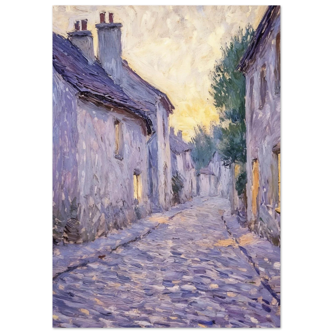 Claude Monet Cobblestone Street as an unframed poster, showcasing a quiet village path at sunset.