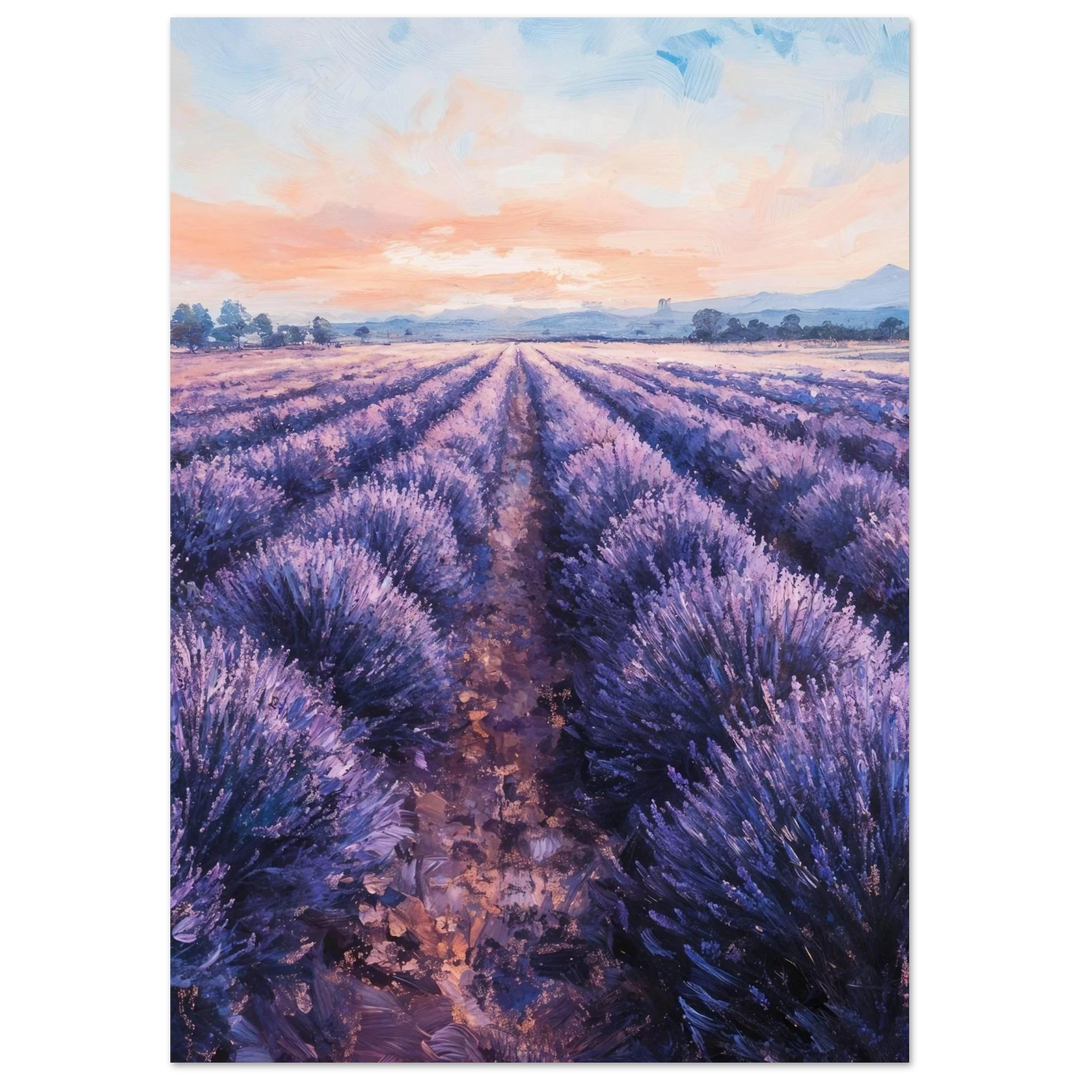 Claude Monet Lavender Fields at Sunset as an unframed poster, capturing the beauty of Provence.