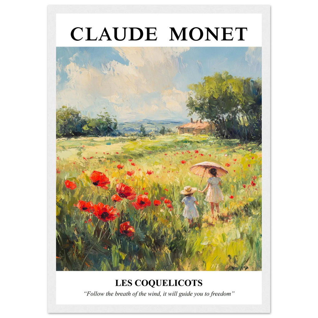 Monet’s poppy field painting, an impressionist art print for stylish home decor.