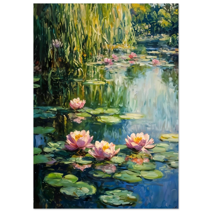 Claude Monet Tranquil Water Lilies as an unframed poster, showcasing the peaceful charm of floating water lilies.