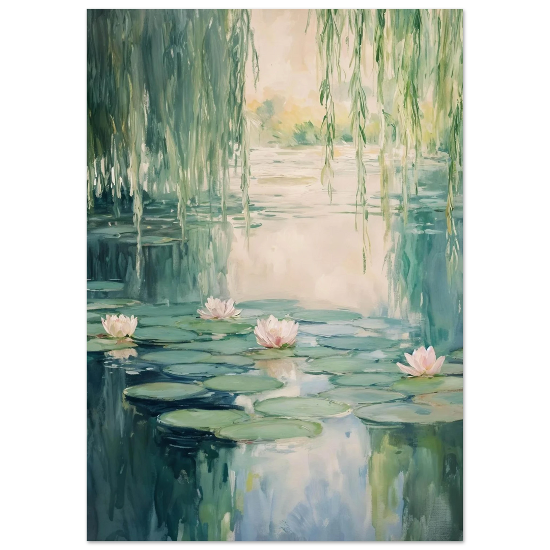 Claude Monet Water Lilies Reflections as an unframed poster, showcasing impressionist beauty and natural serenity.