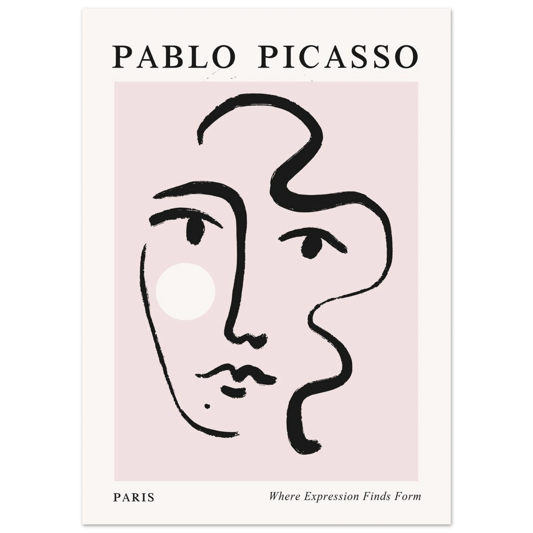 Unframed Picasso Essence of Expression poster, soft-toned abstract face design with expressive lines.