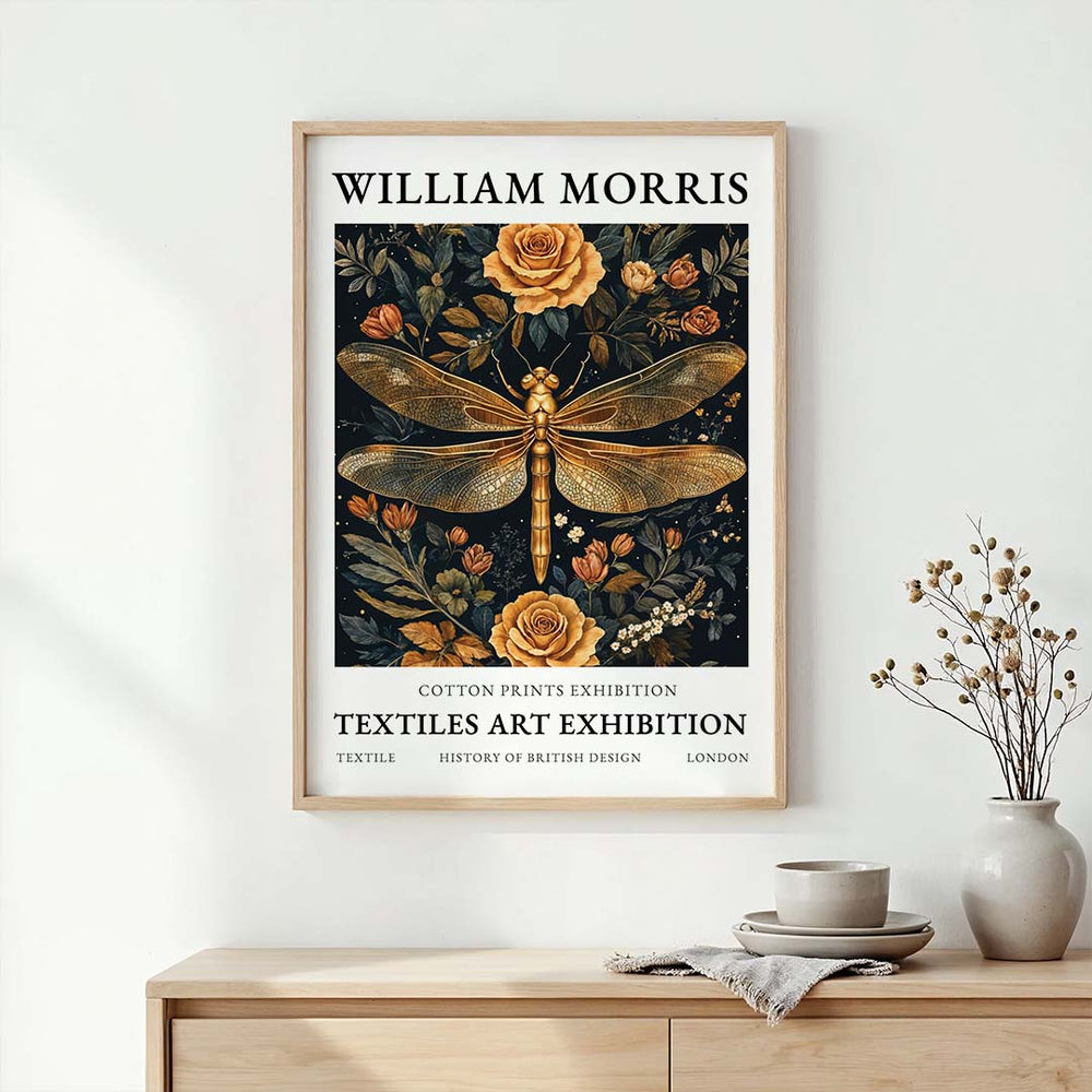 Golden Garden Wings - Arineaarts crafts stylebird wall posterbotanical print